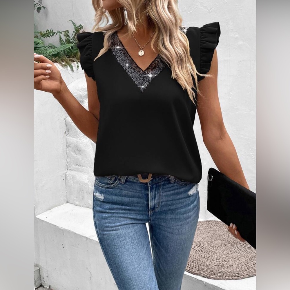 Sequin VNeck Top